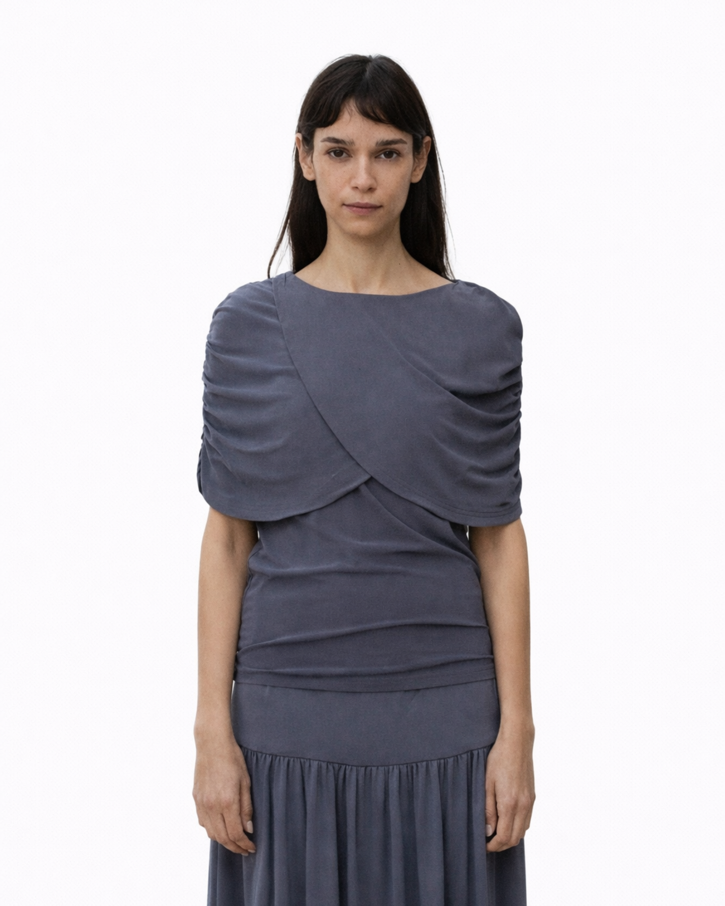 Wave short sleeve top in grey