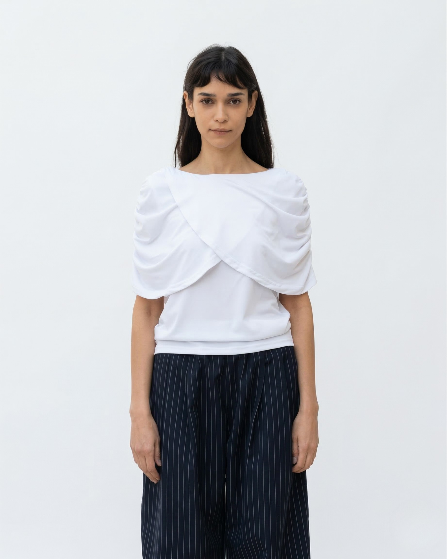 Wave short sleeve top in white