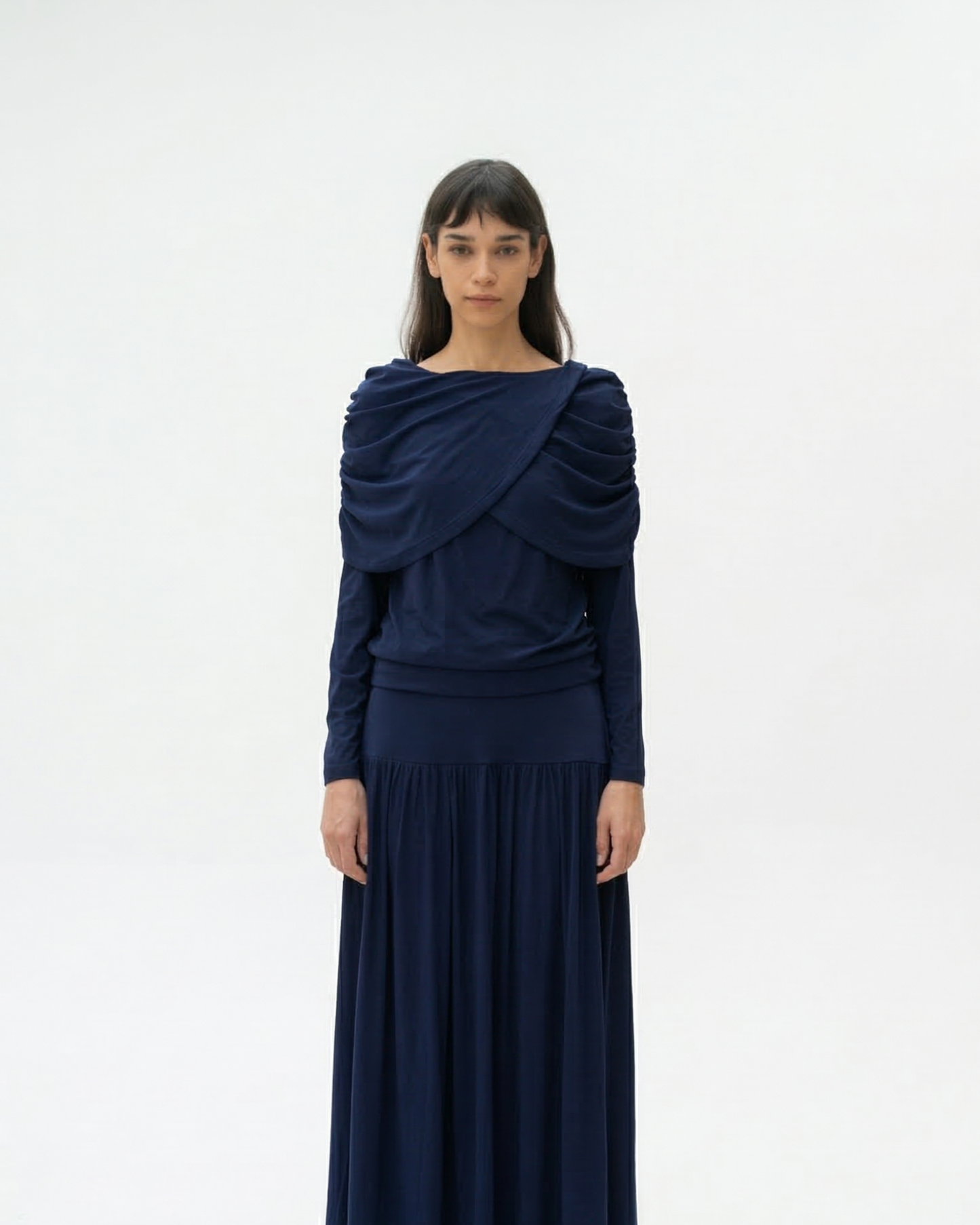 Wave long sleeve top in navy