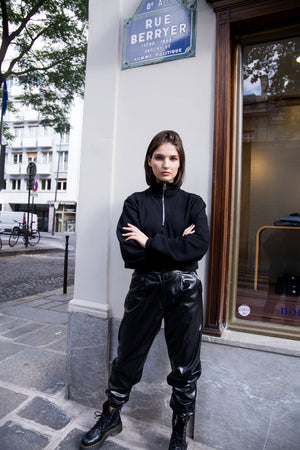 Cuffed leather pants
