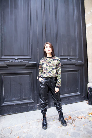 Cuffed leather pants