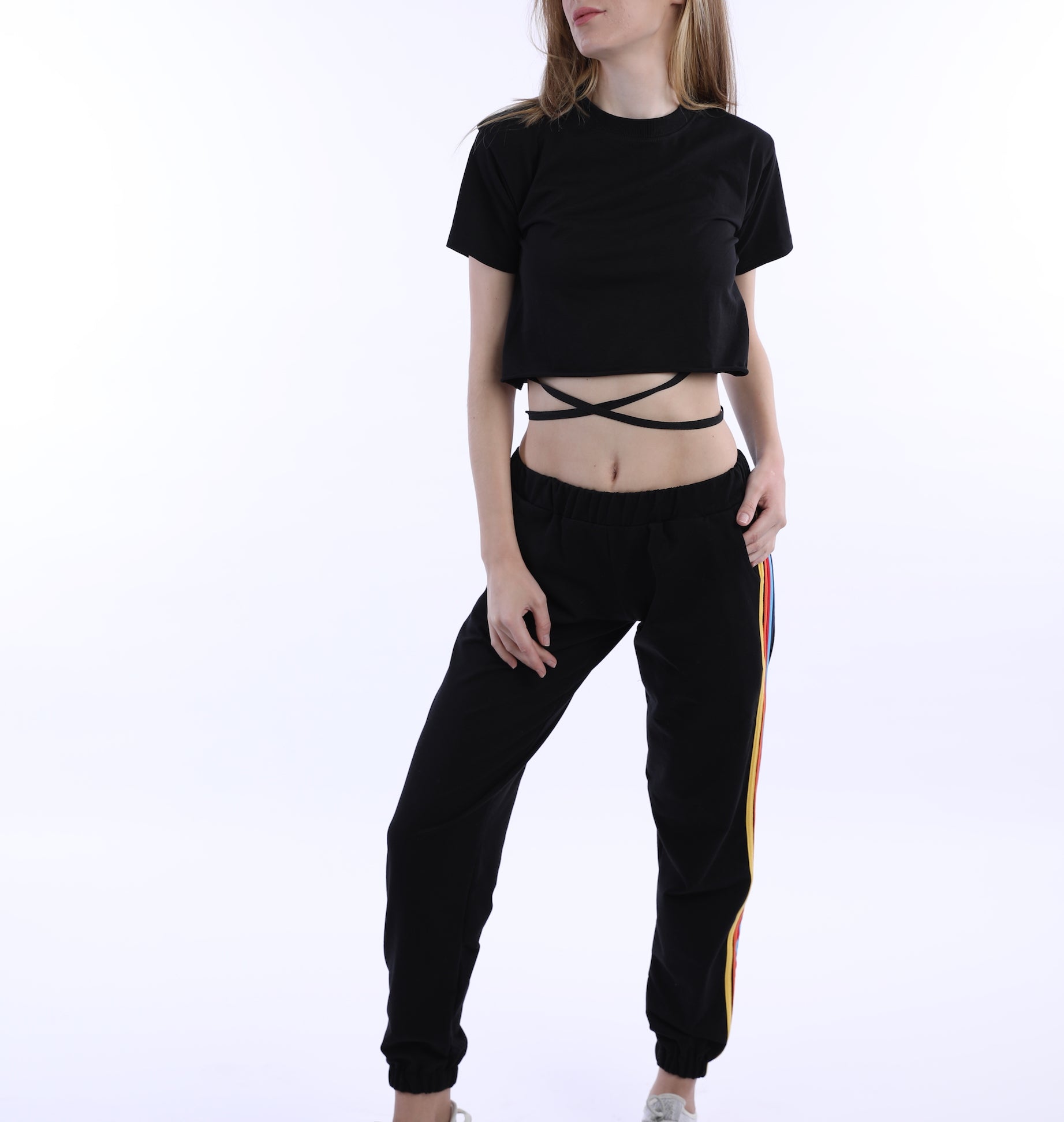 Rainbow pants in black