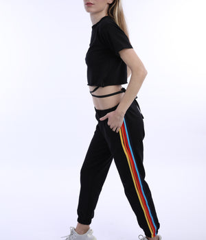 Rainbow pants in black