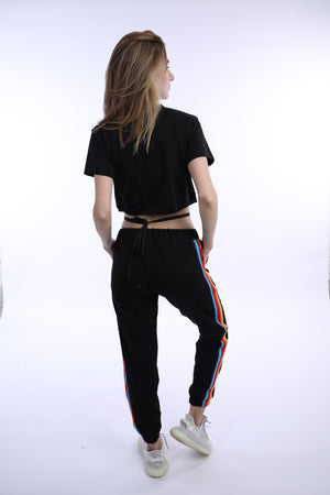 Rainbow pants in black