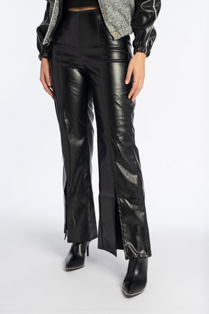 Peek-a-boo leather pants