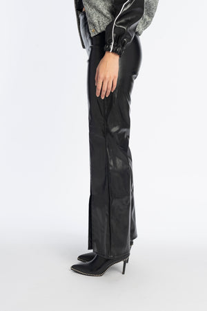 Peek-a-boo leather pants