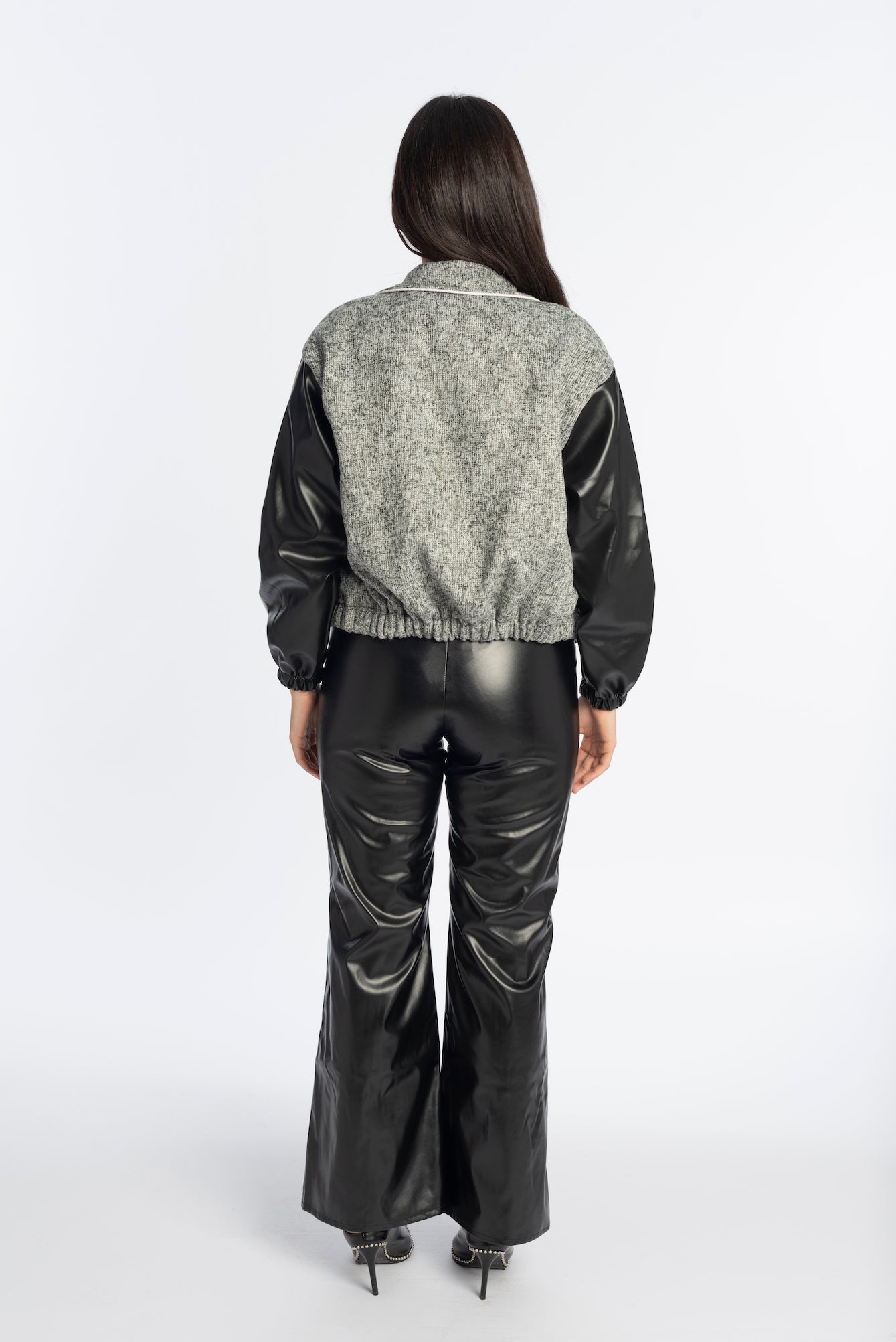 Peek-a-boo leather pants