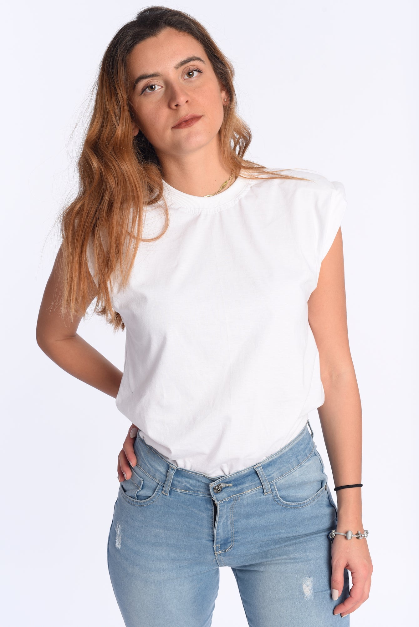 Pad t-shirt in white