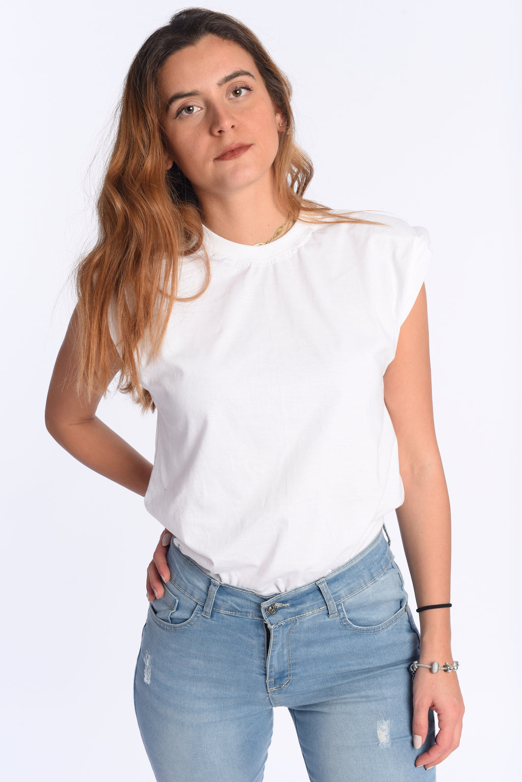 Pad t-shirt in white