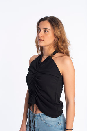Ruched top in black