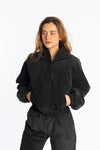 Velvet bomber jacket in black