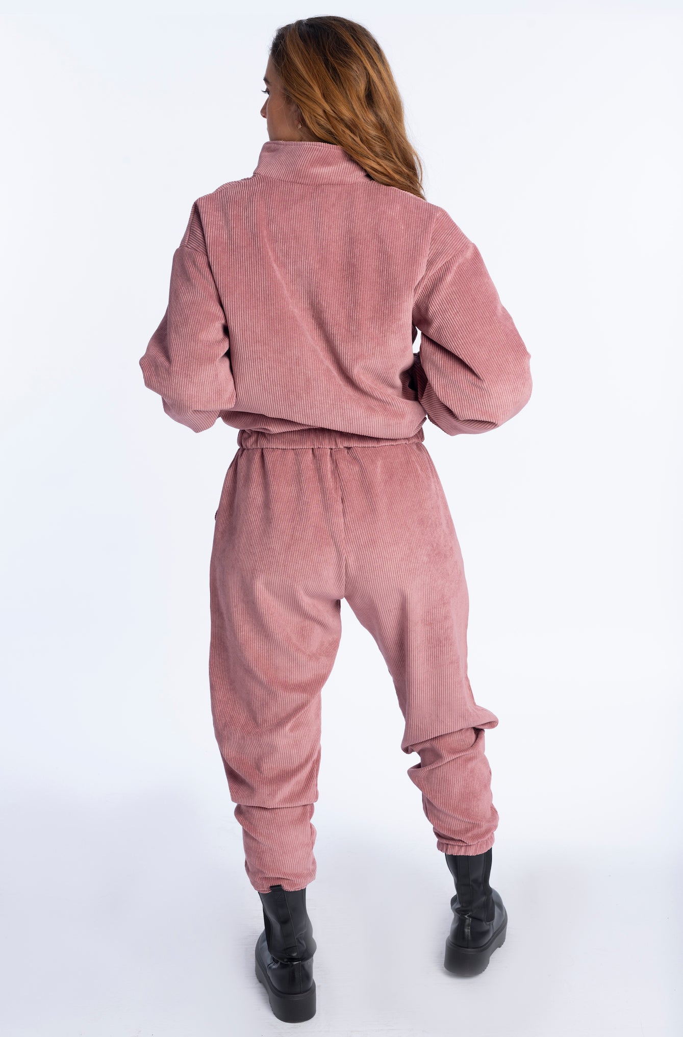 Pink velvet joggers