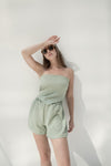 Apple green linen hot shorts
