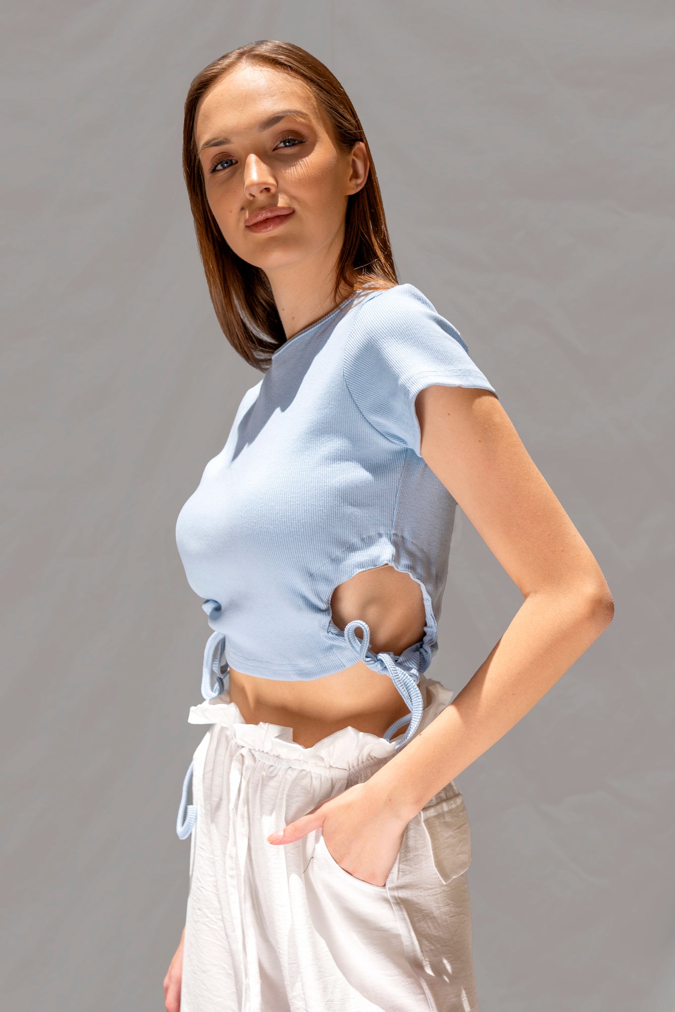 Baby blue rib top