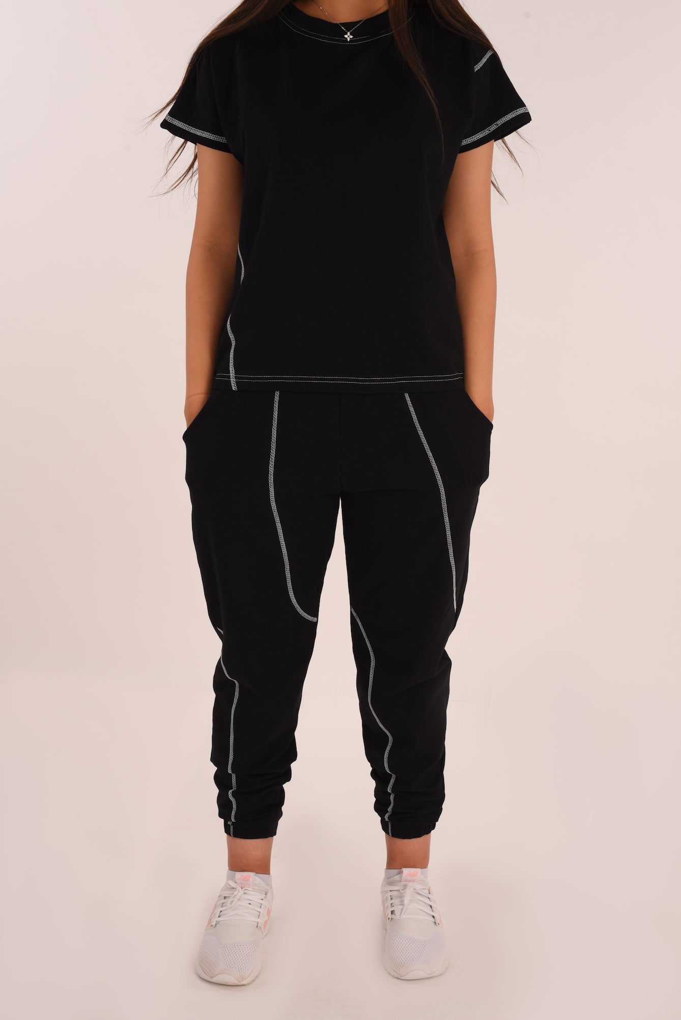 Blow off pants in black