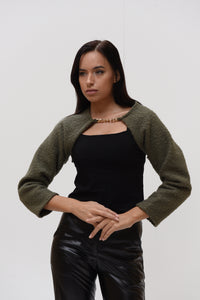 Fur cropped sweatshirt