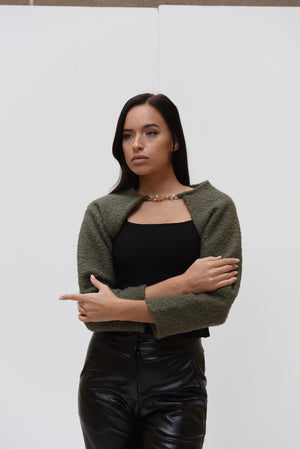 Fur cropped sweatshirt