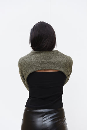 Fur cropped sweatshirt