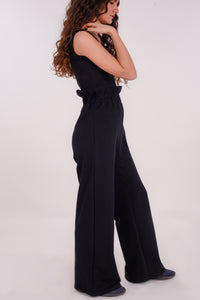 Paper bag pants in black