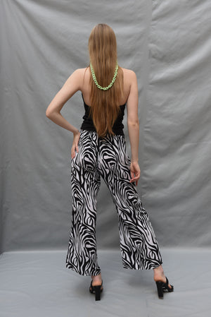 Zebra print pants in white