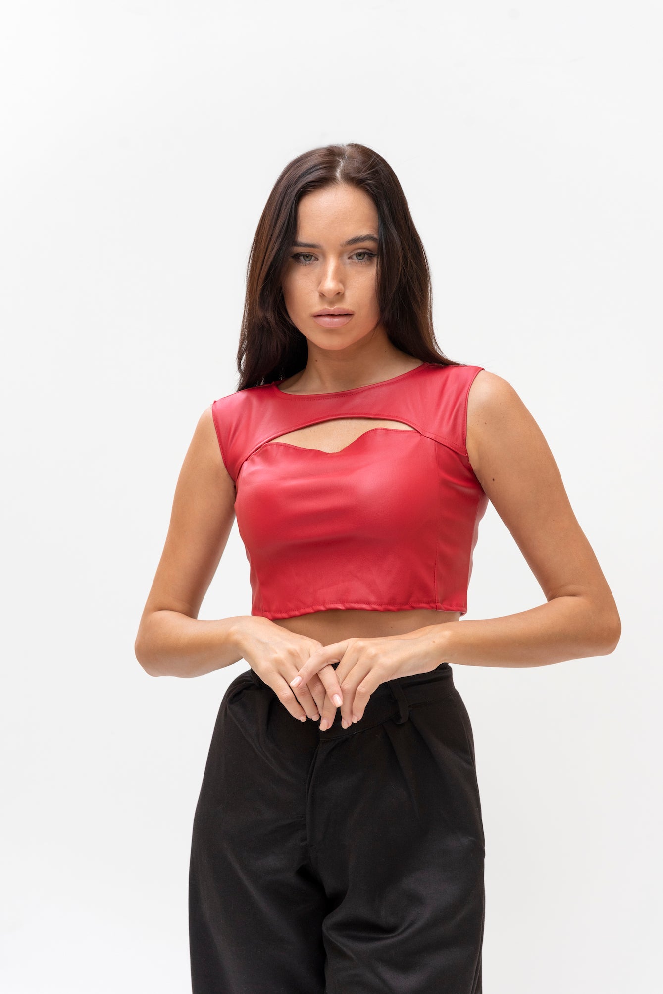Leather top in red