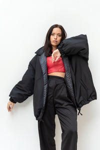 Oversized waterproof jacket in black