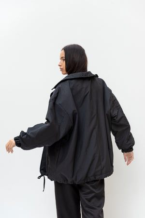 Oversized waterproof jacket in black