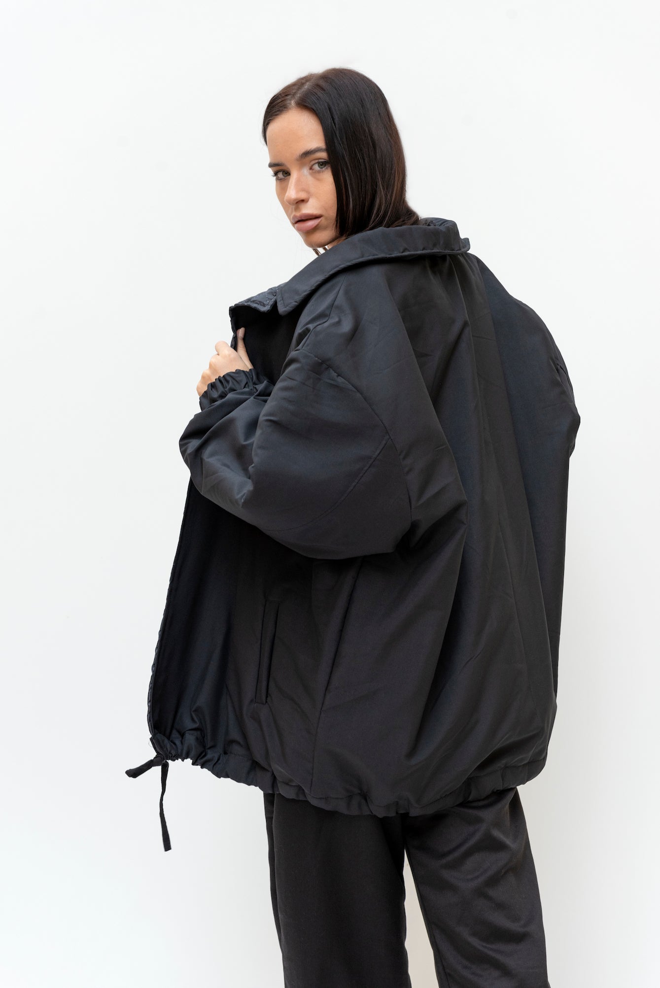 Oversized waterproof jacket in black