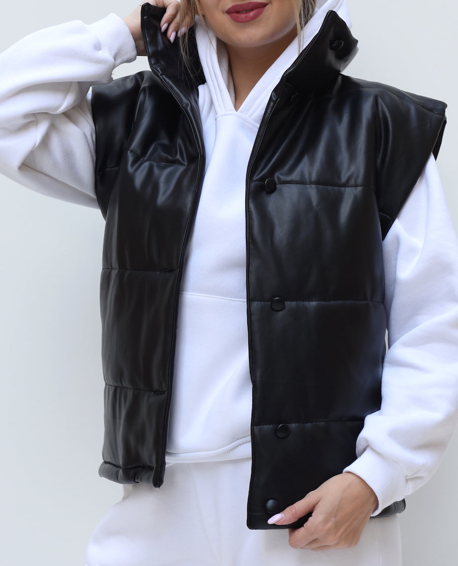 Puffer leather vest
