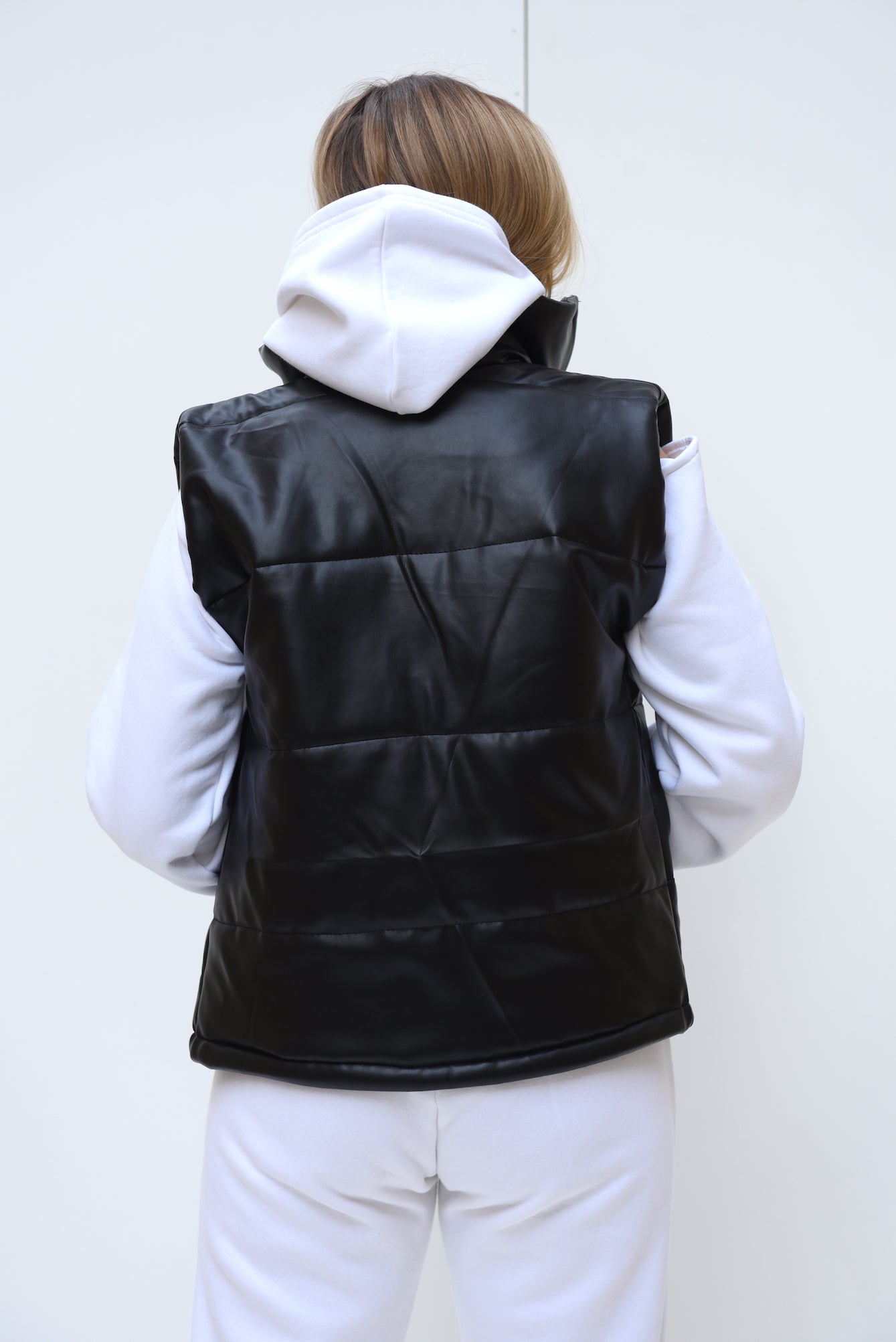 Puffer leather vest