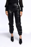 Cuffed leather pants