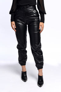 Cuffed leather pants