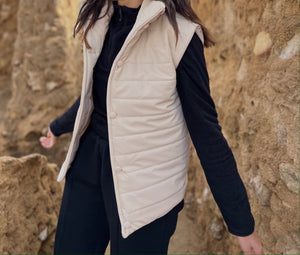 Puffer leather vest