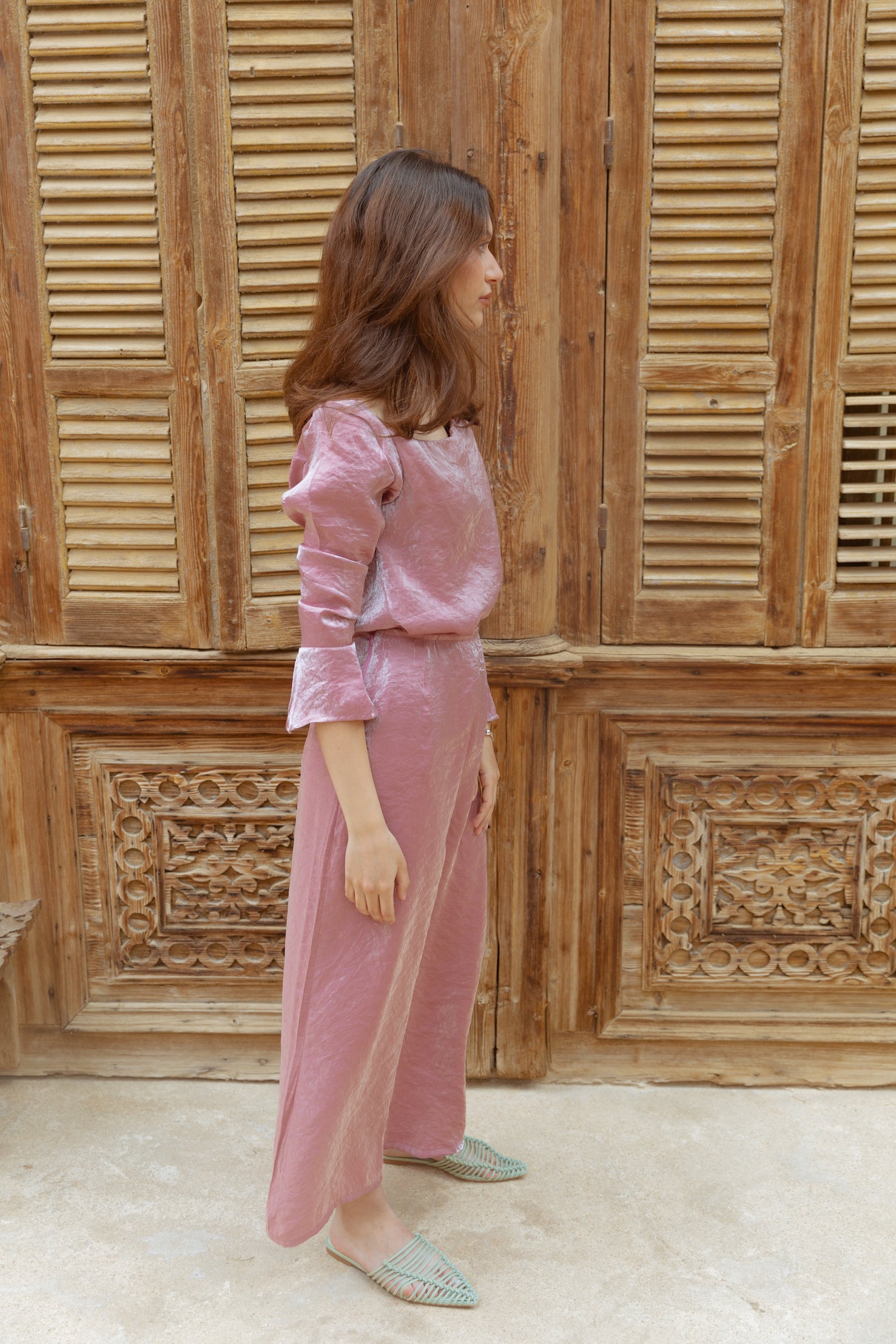 Shimmery maxi skirt in pink