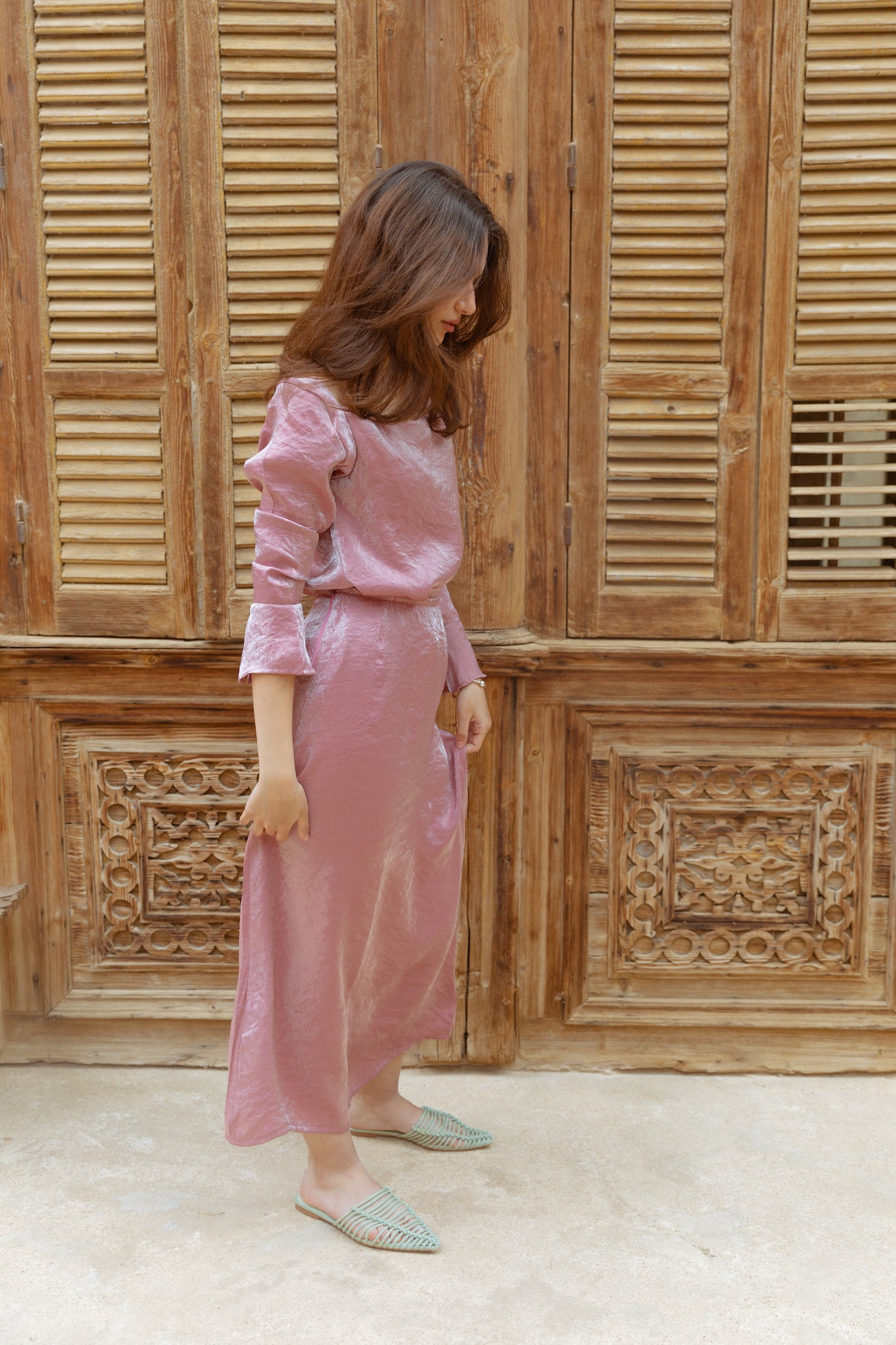 Shimmery top in pink