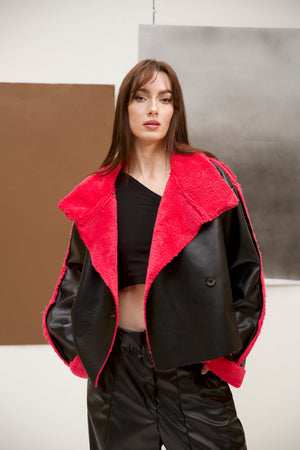 Double faced jacket in fuchsia