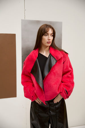 Double faced jacket in fuchsia