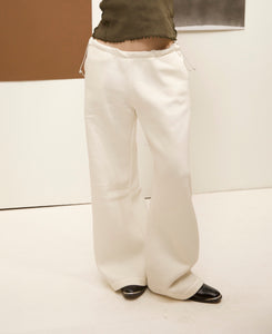 Low waist cotton pants in white