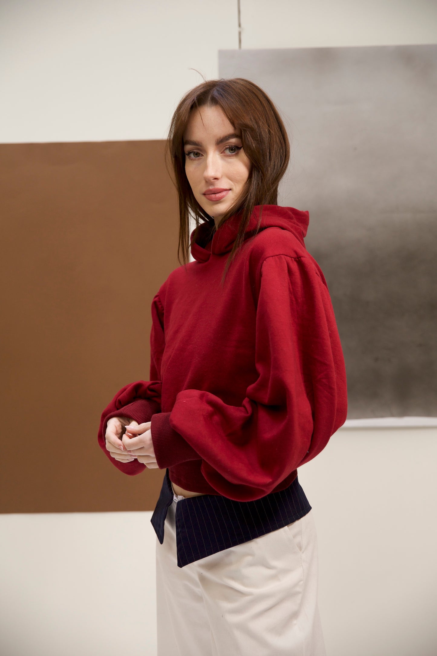 Power sweatshirt in burgundy