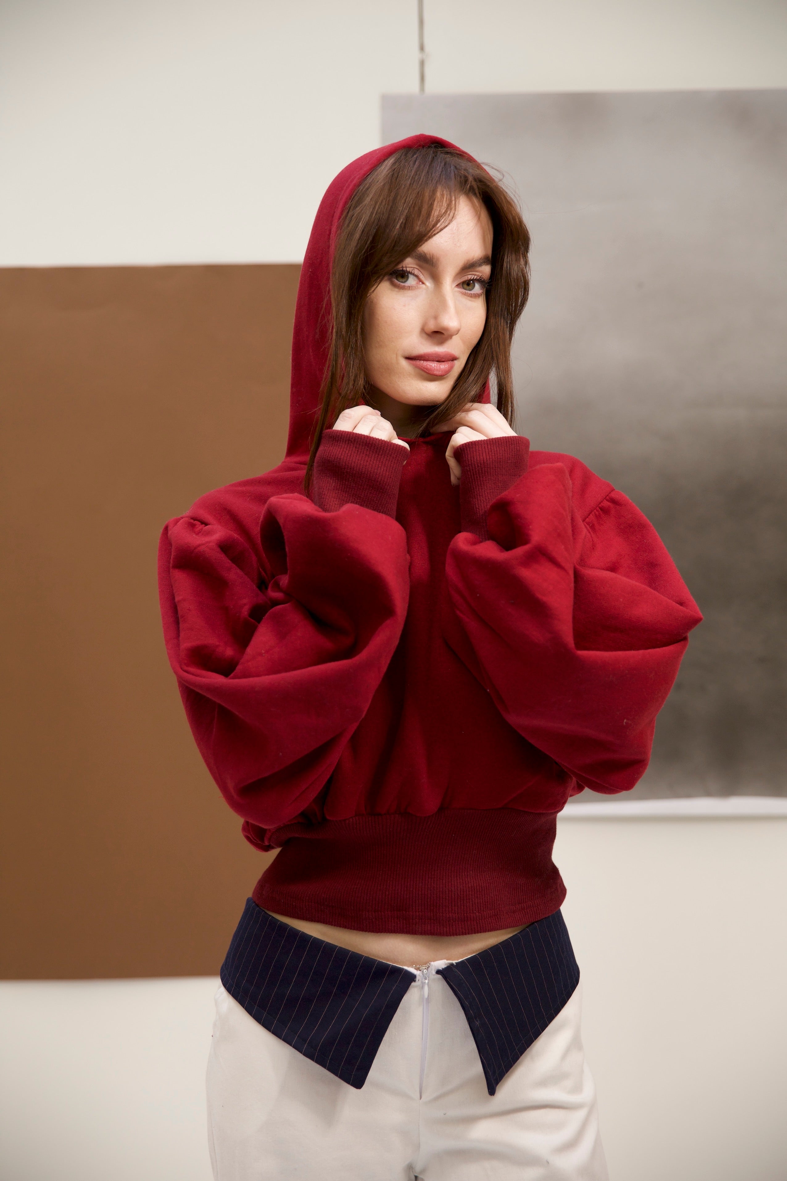 Power sweatshirt in burgundy