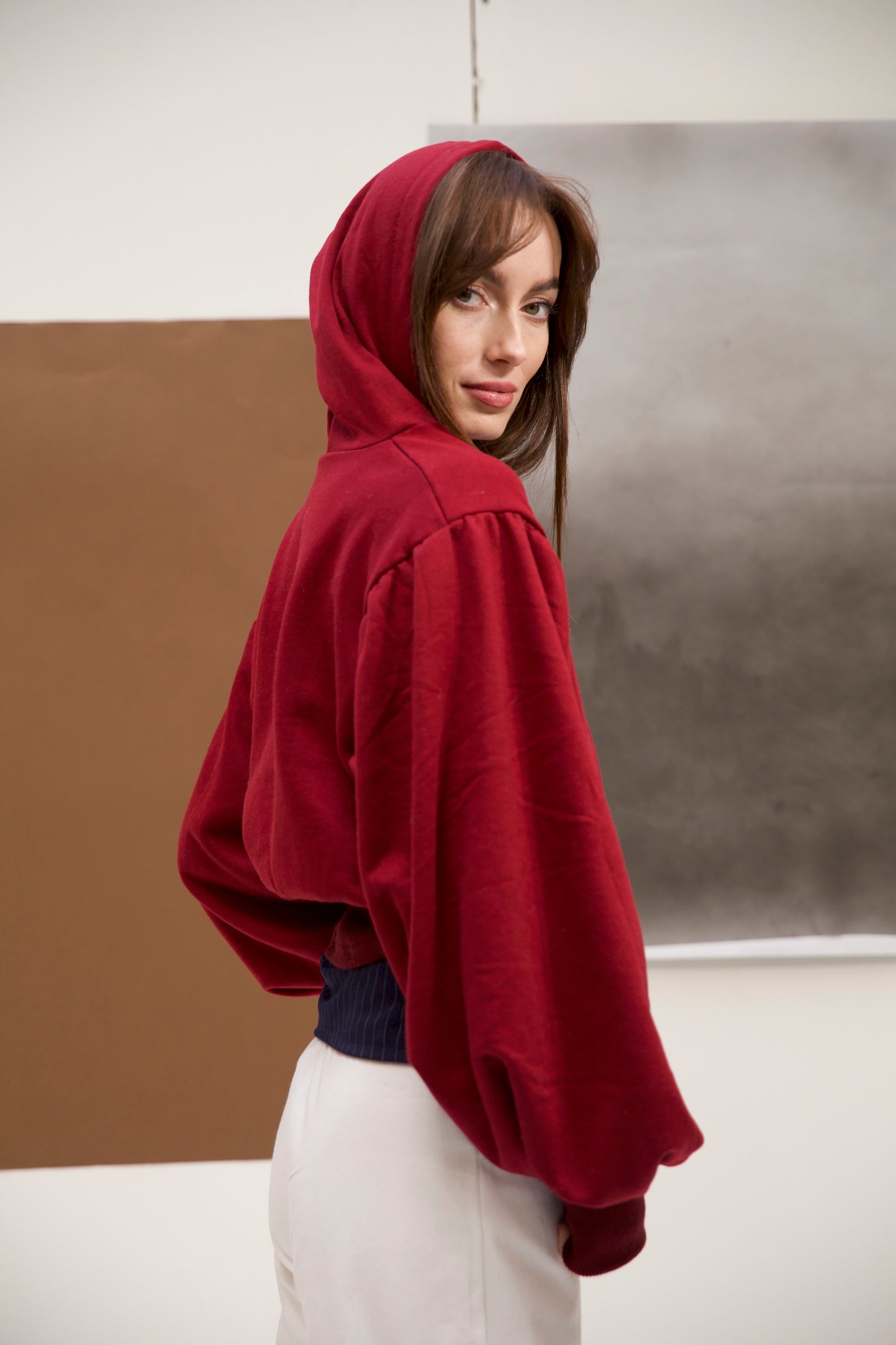 Power sweatshirt in burgundy