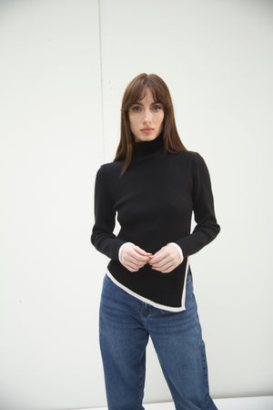 The V turtle neck in black