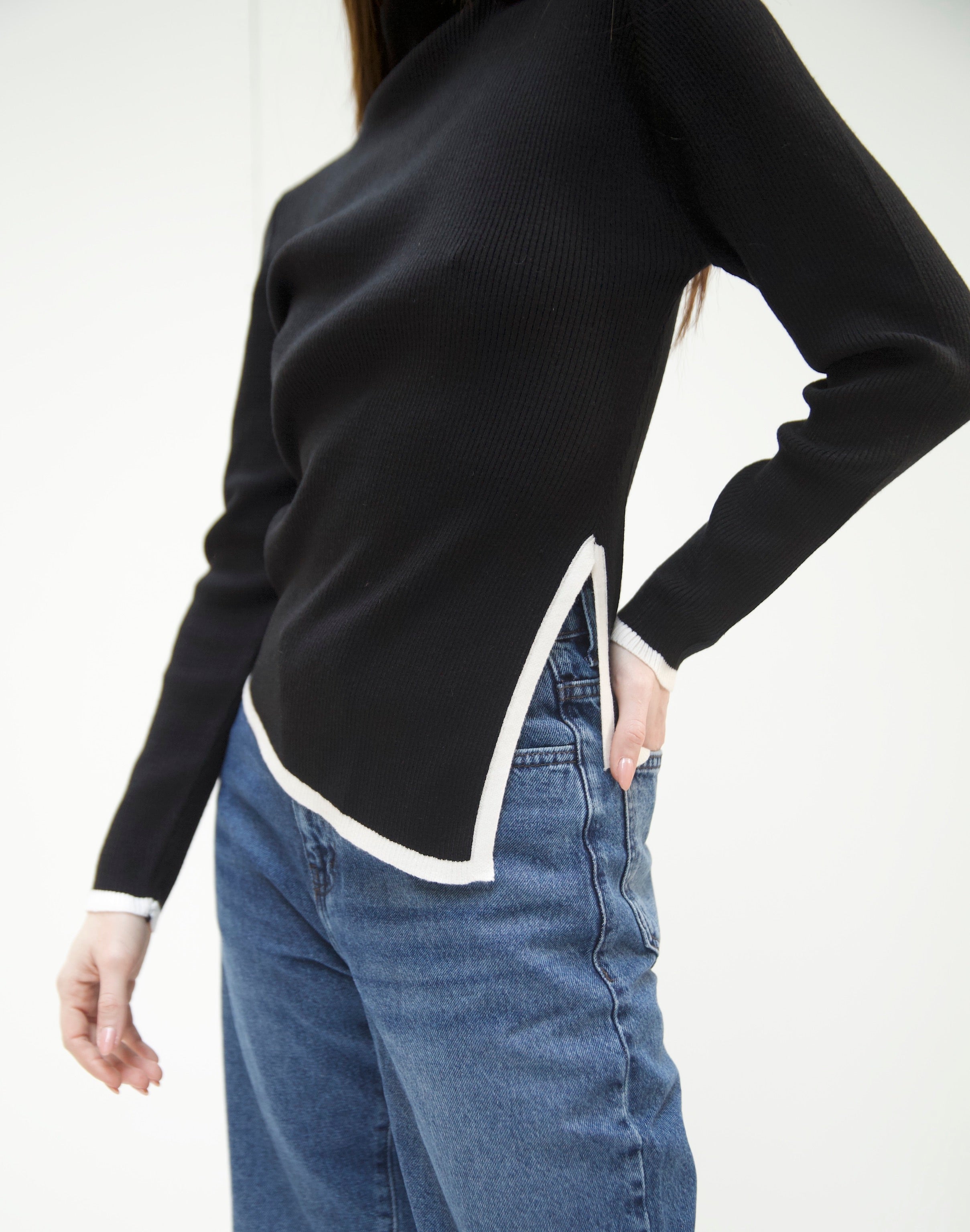 The V turtle neck in black