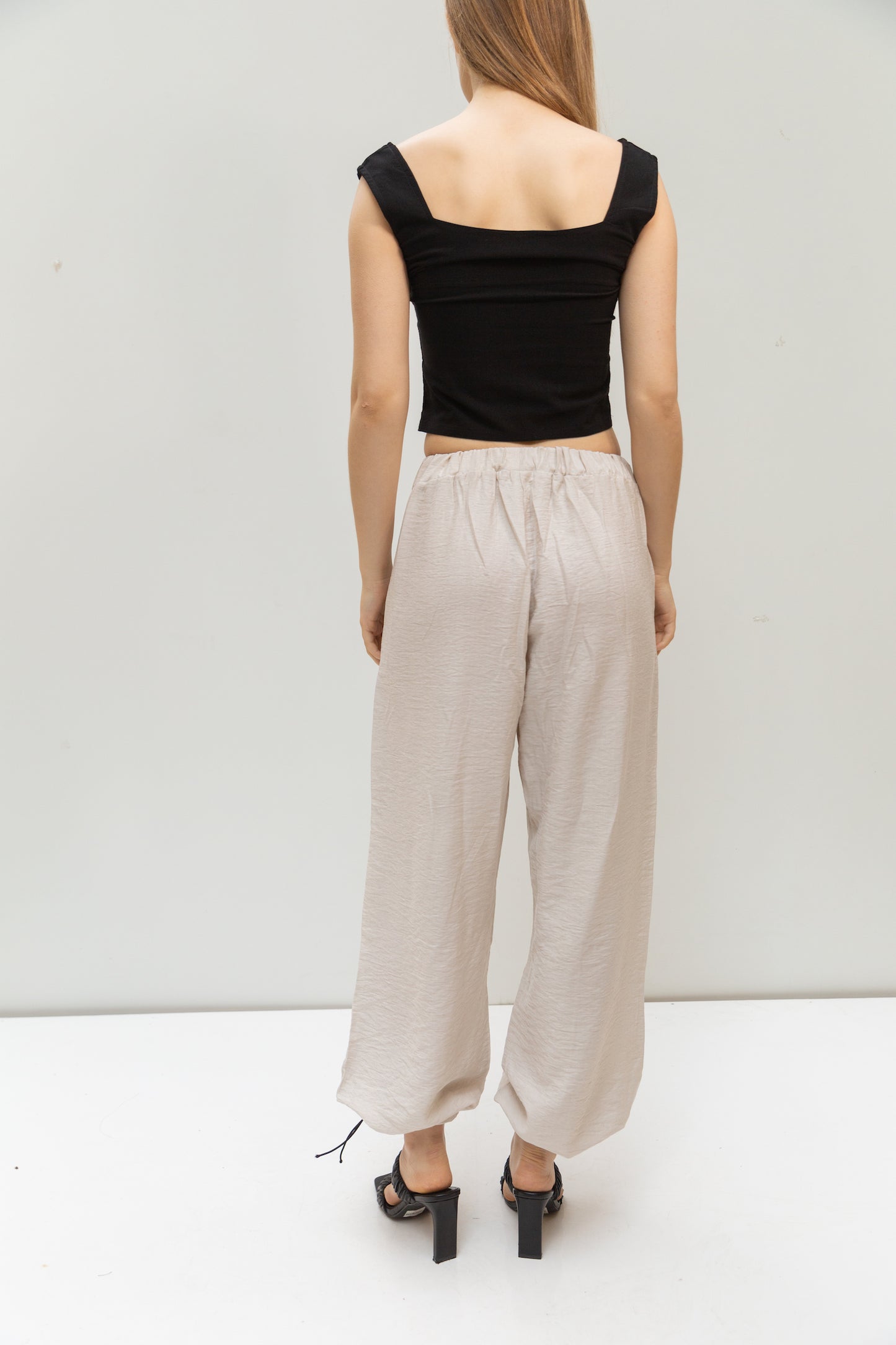 Oversized linen pants in beige