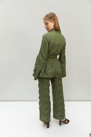 Royalty set in olive (Pants + Kimono)