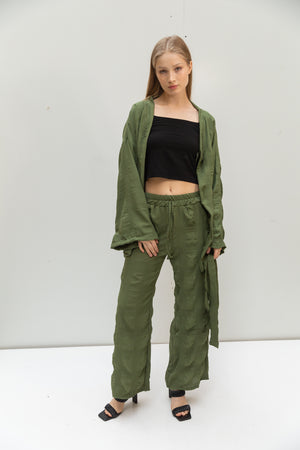 Royalty set in olive (Pants + Kimono)
