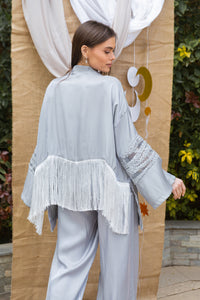 Fringe kimono in grey