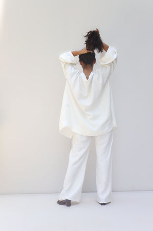 Around the world set (Kimono + Pants) in white