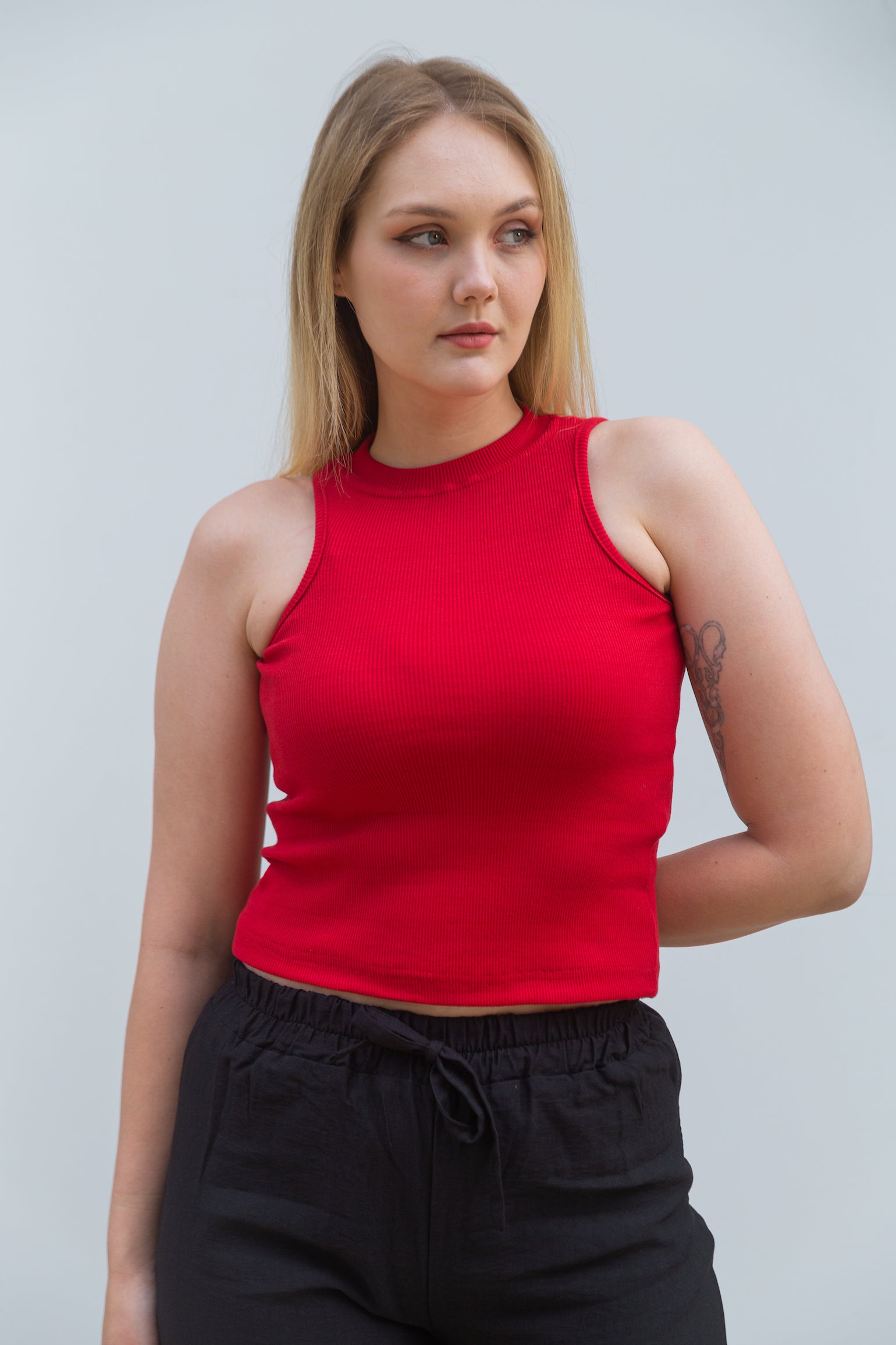 One sided top in red