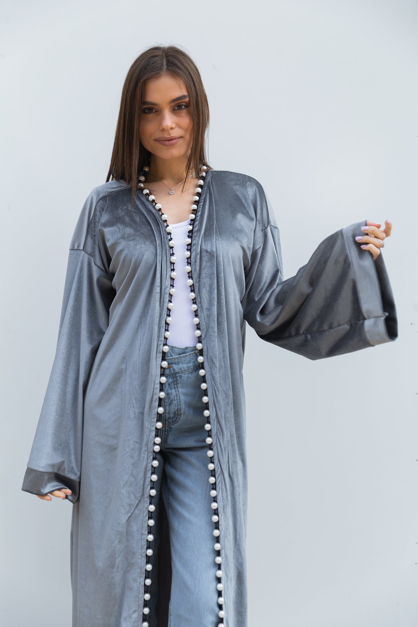 Pearl kimono in grey